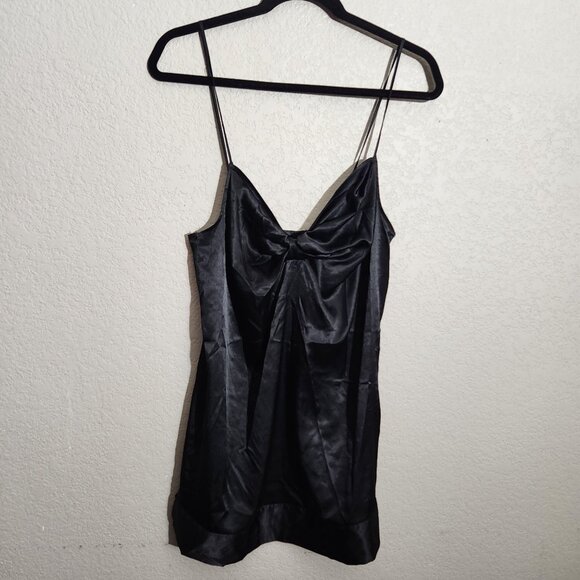Victorias Secret Slip Dress Nightgown Black Satin Bow Medium - Picture 1 of 15